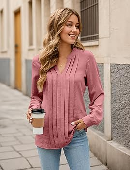 Blooming Jelly Womens Dressy Casual Tops V Neck Business Work